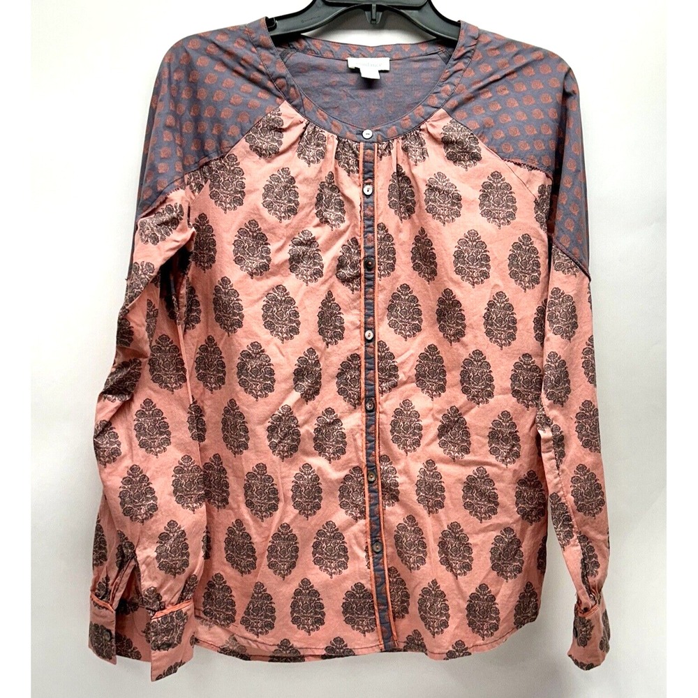 Sundance Womens Small Button Up Cotton Long Sleeve Shirt (H8)